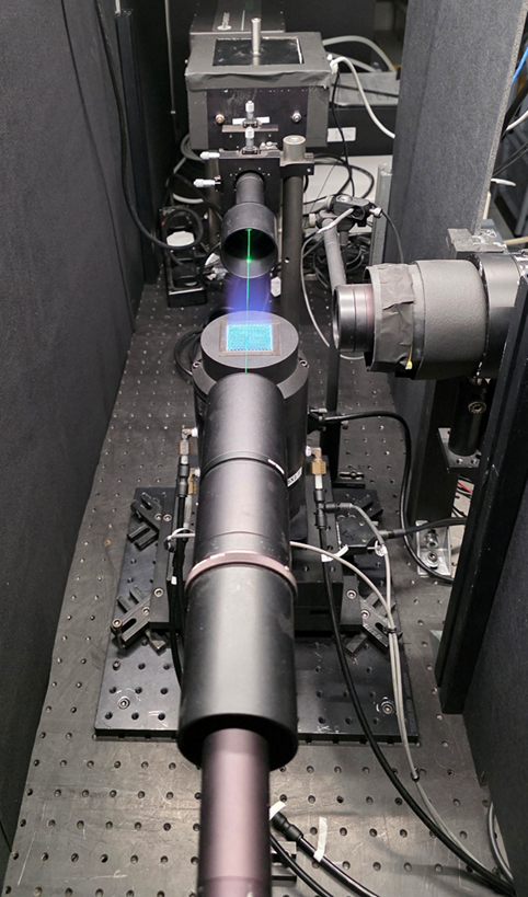 NPL standard flame during calibration using a laser beam